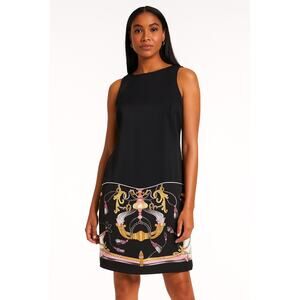 SINEQUANONE Paris Black Pink Floral Sleeveless Sheath Dress Retro Classic